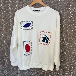 Vintage Blast Pullover Leaves Sweater Cottagecore Grandma Women's Medium